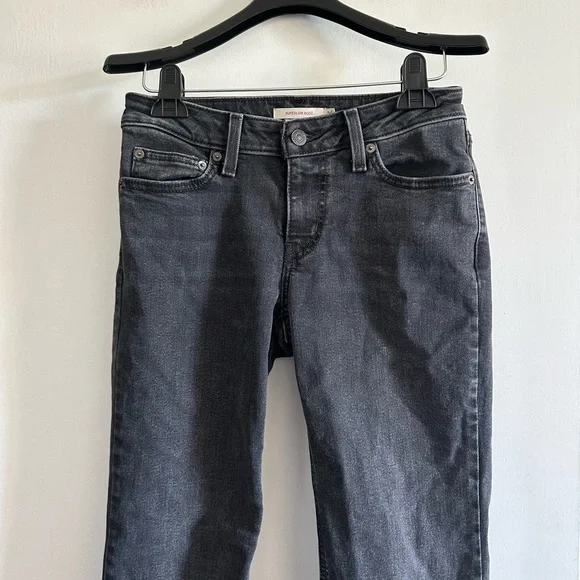 Levi’s Black Superlow Boot Low Rise Raw Hem Denim Jeans size 26 EUC - Picture 4 of 8